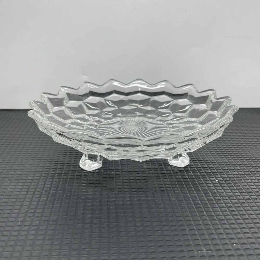 Vintage Fostoria American Clear Cubist Glass 6.5